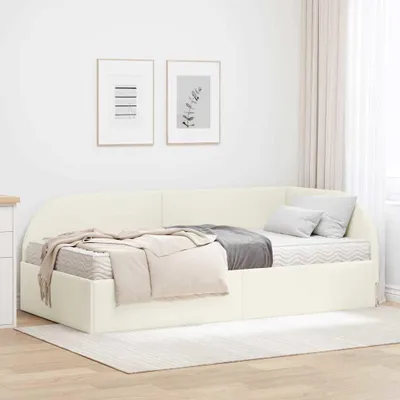 Productafbeelding van Maison Exclusive - Hoekbedframe met matras, 2 stuks, crème, 100 x 200 cm, fluweel