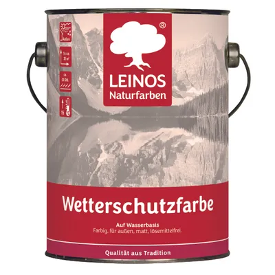 Produktbild von LEINOS Wetterschutzfarbe Aqua Schwedenrot 2,5 l für Holz außen, mit Leinöl