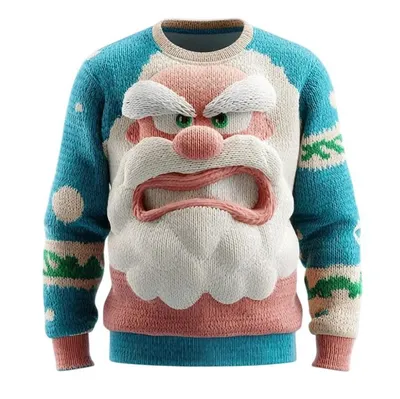 Produktbild von ASKSA Herren Weihnachts Pullover WeihnachtenTops Rundhals Langarm Sweatshirt Sweat Weihnachtsparty Style Pulli,Himmelblau,XL
