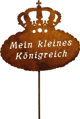 Produktbild von Rost Gartenstecker Mein kleines Königreich 118 cm hoch Metall Gartendeko Krone