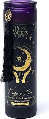 Produktbild von Manifestationskerze Reinigender Mond im Glas mit Quaste -- 300g kaufen online