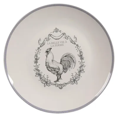 Produktbild von Clayre & Eef Frühstücksteller Ø 20 cm Weiß Grau Porzellan Hahn
