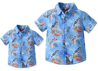 Imagen del producto de Solidchoice: Camisas hawaianas a juego para hombres y niños. Conjuntos para la playa para toda la familia