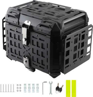 Obrázok produktu pre Zadný box na motorku, 45-litrový batožinový kufor z hliníkovej zliatiny, skladací, rýchlo otvárateľný zadný batožinový kufor na cestovanie a dochádzanie do práce