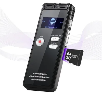 Produktbild von 64GB Diktiergerät Dual Mikrofon, Voice Recorder DSP Noise Cancelling USB-C Meeting Recorder