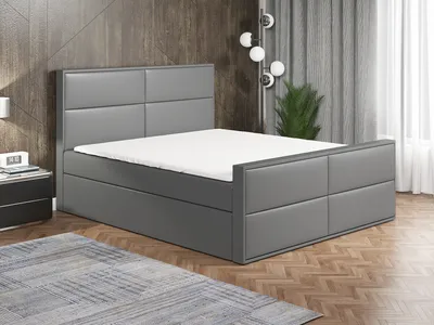 Produktbild von Boxspringbett HILD 120 x 200 mit 2 Bettkästen, Bonell-Matratze und Topper. Farbe: Dunkelgrau