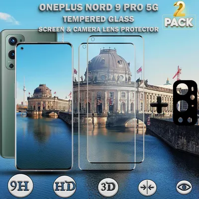 Obrázek produktu pro 2-balení OnePlus 9 Pro 5G Ochranné sklo na displej & 1-balení ochrana objektivu - Tvrzené sklo 9H - Super kvalita 3D