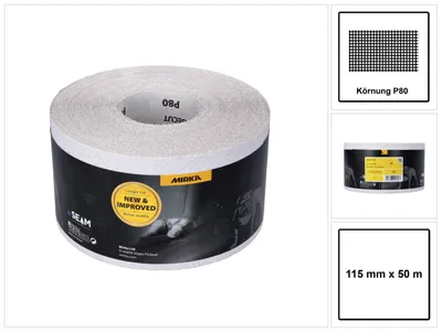 Produktbild von Mirka BASECUT Schleifpapier 115 mm x 50 m P80 Schleifrolle ( 2251100180N ) Universal Schleifpapier