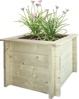 Image de Lit surélevé en bois - 58x58xH46 cm - Lit surélevé pour le jardin - Lit pour herbes aromatiques - Bac à fleurs en bois - Solid 28 mm Pine/Spruce Wood TIMBELA M617-1