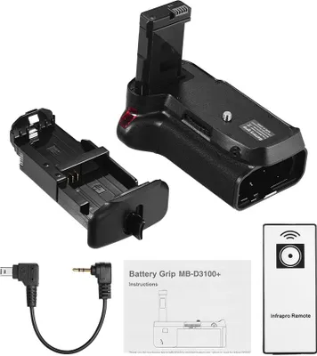 Obrázek produktu pro Vertikální držák baterií pro digitální zrcadlovku Nikon D5300 D3300 D3200 D3100 EN-EL 14 Baterie s IR dálkovým ovládáním