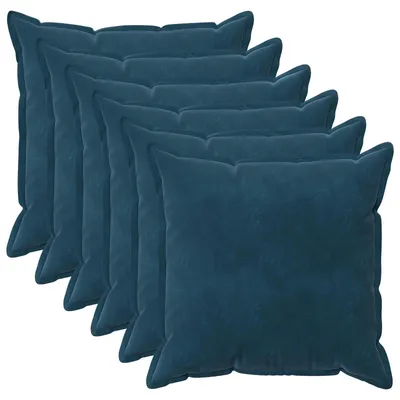 Imagen del producto de vidaXL, 6 fundas de cojín, HOUTEN, azul, 80 x 80 cm, terciopelo