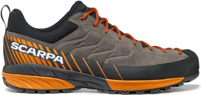 Scarpa Mescalito Approach Schuhe in Grau und Orange; seitliche Ansicht; geeignet für Herren.