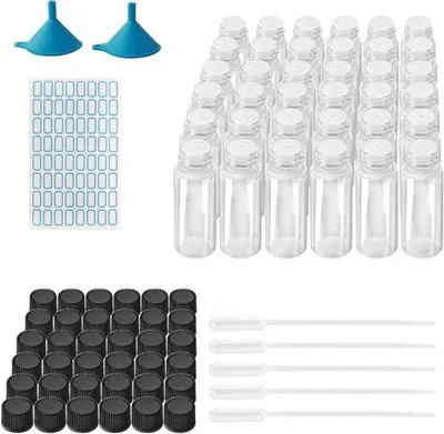 Produktbild von 5ml Glasflaschen transparent nachfüllbar mit Sticker und Pipette
