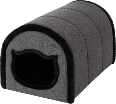 Produktbild von DOGGY, Mačacia pohovka, Mačací pelech, Mačací domček, Jaskyňa, Kôš, Stan, Mačací útulok, Tunel, Chlpatý vankúš, D: 33x51x30 cm,, Inari Graphite