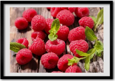 Produktbild von Bild - Bilderrahmen - 100 cm x 70 cm - MDF - Rahmen - Foto - Wandkunst Himbeeren