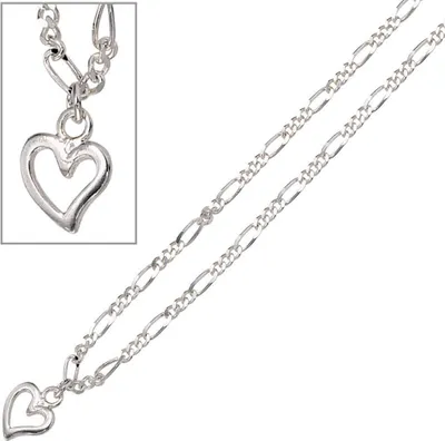Produktbild von Fußkettchen Figarokette Fußkette Fußschmuck Herz aus 925 Silber 25cm