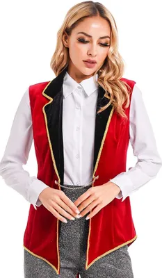 Produktbild von Vintage Ringmaster Eleganz : Damen Samt Blazer Gr. M mit Stehkragen, Quasten und Zirkusflair