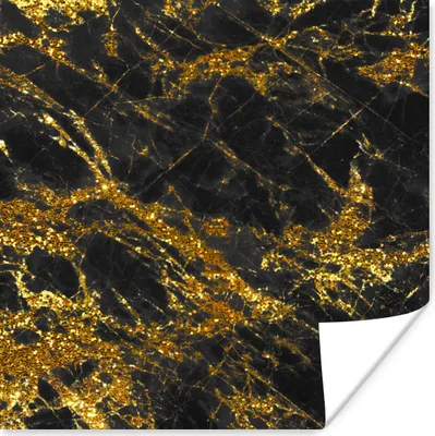 Produktbild von MuchoWow® Poster Marmor - Gold - Schwarz - Chic 75x75 cm - Wand Dekoration