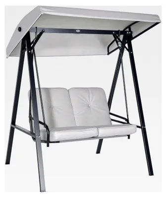 Produktbild von Gartenschaukel 2-Sitzer mit Verstellbarem Dach, Kissen, bis 220 kg Belastbar, Grau, 145 x 116 x 172 cm