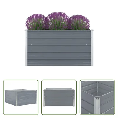 Produktbild von The Living Store Hochbeet 100 x 100 x 45 cm Verzinkter Stahl Grau