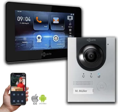 Produktbild von IP Gegensprechanlage | 7 Zoll Monitor | Silber : 1 Monitor : 7 Zoll Schwarz : Unterputzdose Monitor Anzahl: 1 Monitor Monitor Farbe: 7 Zoll Schwarz Montage: Unterputzdose