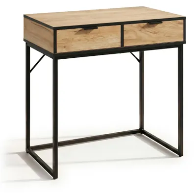 Immagine prodotto di Tavolo consolle stile loft ELANO 2 cassetti 80 cm Rovere Craft Gambe nere