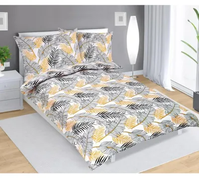 Obrázek produktu pro Bavlněné povlečení - 140x220 cm. 70x90 - šedá,žlutá