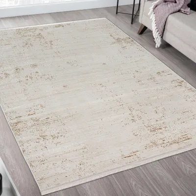 Immagine prodotto di Tappeto astratto per il soggiorno| di alta qualità ed elegante| bianco-oro Dimensioni - 140 x 200 cm