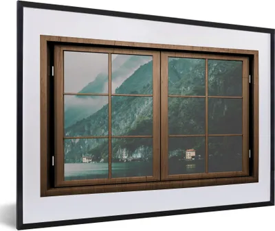 Produktbild von MuchoWow® MuchoWow® Gerahmtes Poster Aussicht - Natur - Grün 60x40 cm - Poster mit zchwarzem Bilderrahmen - Schlafzimmer - Plakat in Rahmen - Drucken