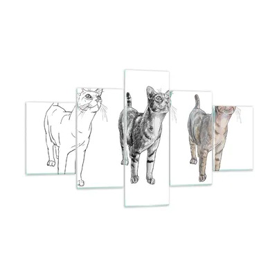 Produktbild von Bilder auf glas - Katzen Tiere Kinder Illustration - 125x70cm - Glasbilder - Wandbilder - Kunstdruck - zum Aufhängen bereit - Wanddekoration aus Glas - Glas Bilder - Wandbild auf Glas - GEA125x70-3211