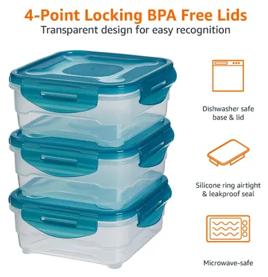 Produktbild von Gefrierbehälter Set luftdicht auslaufsicher stapelbar BPA-frei 3x0.8L klar