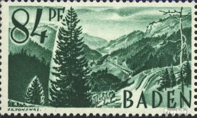 Produktbild von Briefmarken Franz. Zone-Baden 1947 Mi 12III, Bildrand über 4 eingebuchtet (Feld 39) postfrisch Freimarken