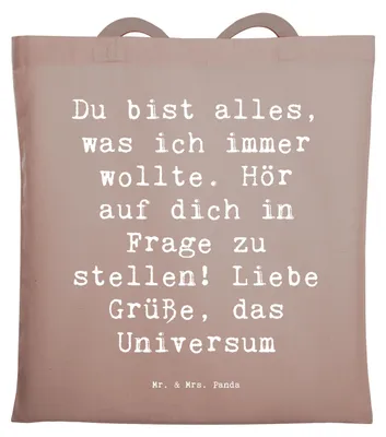 Produktbild von Mr. & Mrs. Panda Tote Bag Spruch Hoffnung und Selbstliebe - Braun Pastell - Geschenk, geliebt, Motivation, Stimmung, Jutebeutel, Uni Tasche, Gefühl, Shopping, Zitat