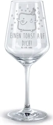 Produktbild von Mr. & Mrs. Panda Weinglas Toast Party - Transparent - Geschenk, graviert, Partner, Mitbringsel, für Freundin, Jahrestag, Hochzeitstag, graviertes, Rotweinglas mit Gravur