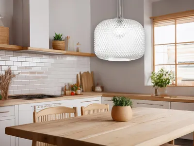 Produktbild von LED Pendelleuchte einflammig Schirm Klarglas Esszimmerlampe hängend für Esstisch