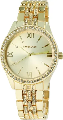 Produktbild von Excellanc Damenuhr mit Metallarmband, Similibesatz