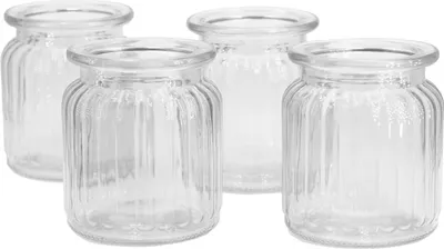 Produktbild von Windlicht Glas gerillt 8x9cm 4er Set klar/transparent