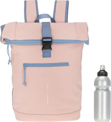 Produktbild von Rucksack Kurierrucksack New Rebels Tim XL A4 Laptopfach Roll-Top Daypack 511289 13 Pastell Rosa + bagboom® Flasche