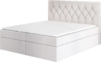Produktbild von Boxspringbett EIRIK 180 x 200 mit 2 Bettkästen, Bonell-Matratze und Topper. Farbe: Beige