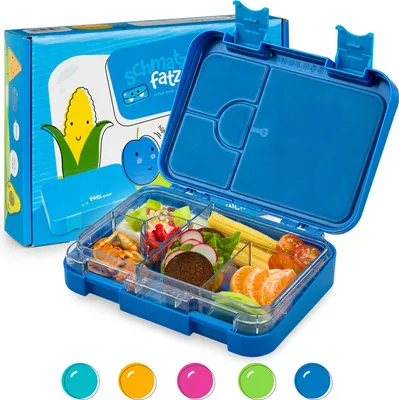 Image de Schmatzfatz Lunch Box Enfant, Boite Repas Compartiment, Boite à Lunch Bento Colorée, Boite a Gouter Enfant Sans BPA, Boite Dejeuners Etanche et Lavable au Lave-vaisselle, Boite Dejeuner et Tartine