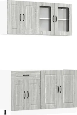 Produktbild von vidaXL 4-tlg. Küchenschrank-Set Kalmar Grau Sonoma Holzwerkstoff