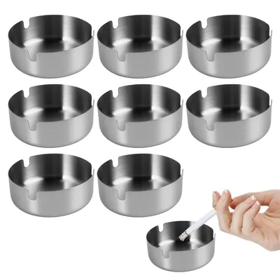 Produktbild von Aschenbecher Zigarettenaschenbecher Tischaschenbecher - Edelstahl - 8 Stück - 8 cm