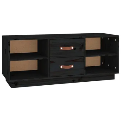 Produktbild von TV-Schrank Schwarz 100x34x40 cm Massivholz Kiefer