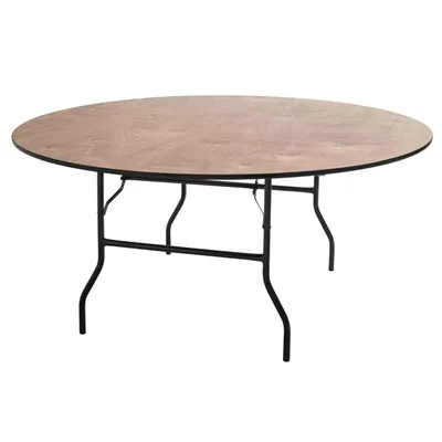 Produktbild von 170 cm runder Buffetklapptisch aus Holz mit 10 Plätzen - Oviala REKKEM