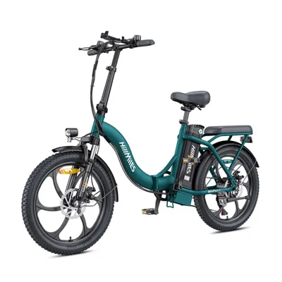 A teal electric bicycle is shown against a white background.