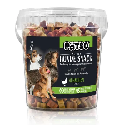 Produktbild von PÄTSO Hunde Snack Trainingssnack, 500g - Hühnchen - Bone Mini Mix