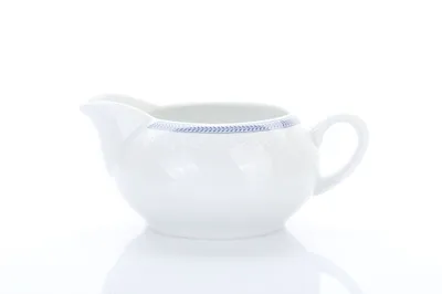 Image de Thun 1794 Pot à lait bas, porcelaine tchèque, 0,22 l, dentelle blanche, bord bleu, Thun