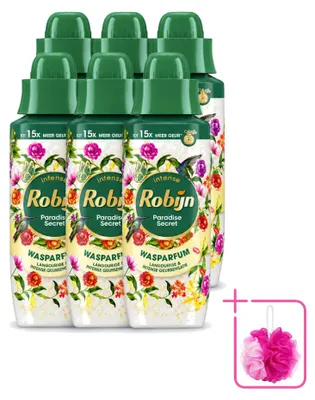 Imagen del producto de 6 unidades de suavizante para ropa Robijn Intense, fragancia Paradise Secret, 342 ml, pack ahorro
