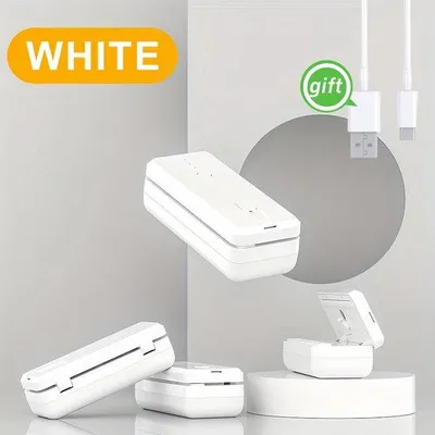 Image de Machine à sceller les sacs en plastique à faible friction, idéale pour un usage domestique, adaptée à l'emballage de sacs en plastique, à la conservation des aliments et à la fermeture des sachets de snacks (blanche).