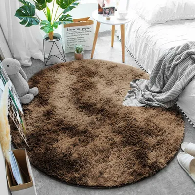 Obrázek produktu pro Kulatý huňatý koberec "Strado" ve vzhledu ombre, 150 x 150, OmbreCoffee (hnědý)